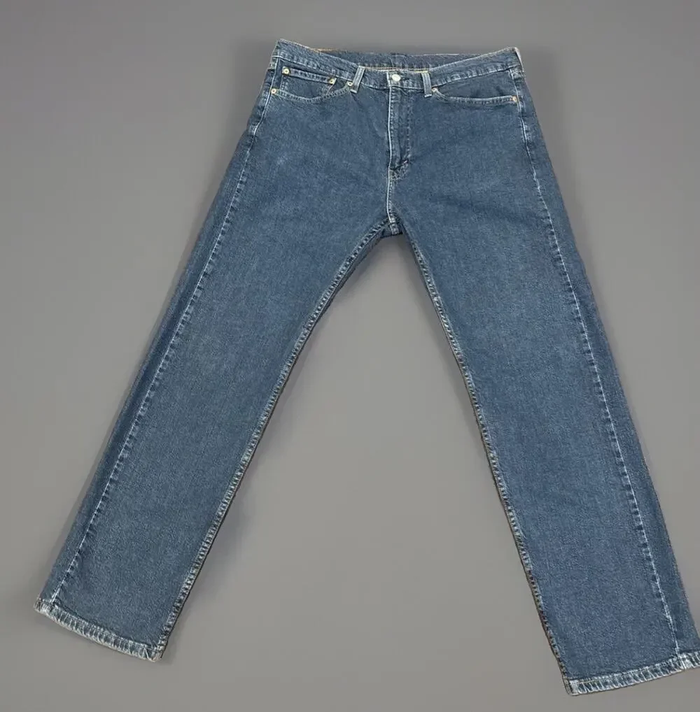 Levi's 505 Regular Straight Jeans Mens 36x32 Black Dark Wash Denim